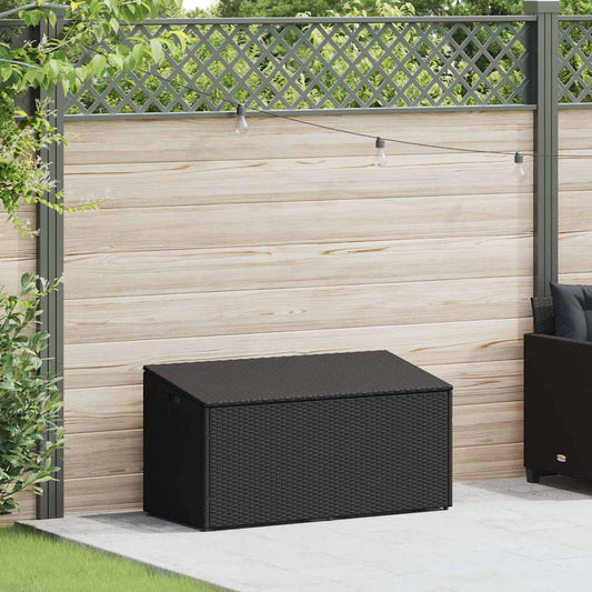 Caixa de armazenamento para jardim preta 110x50x58 cm vime sintético