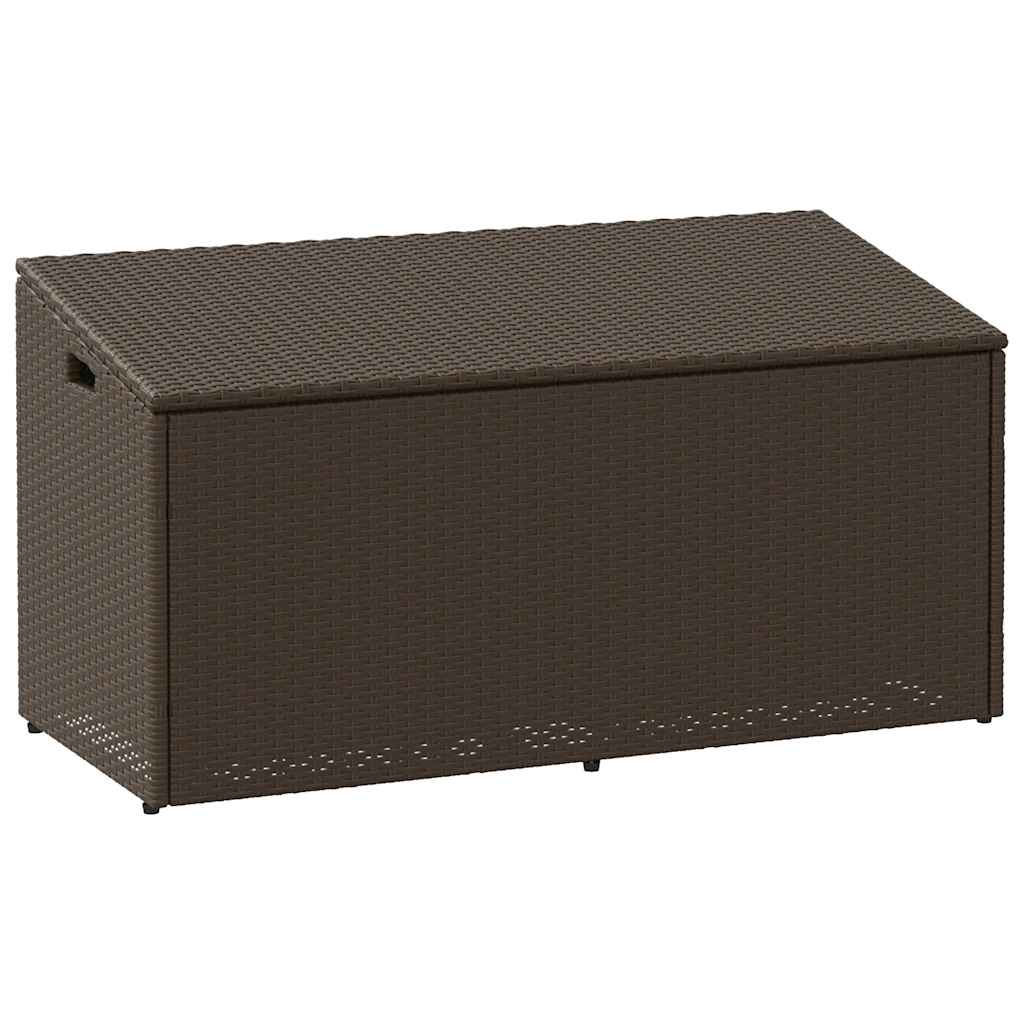 Caixa de arrumação para jardim 110x50x58 cm vime PE castanho