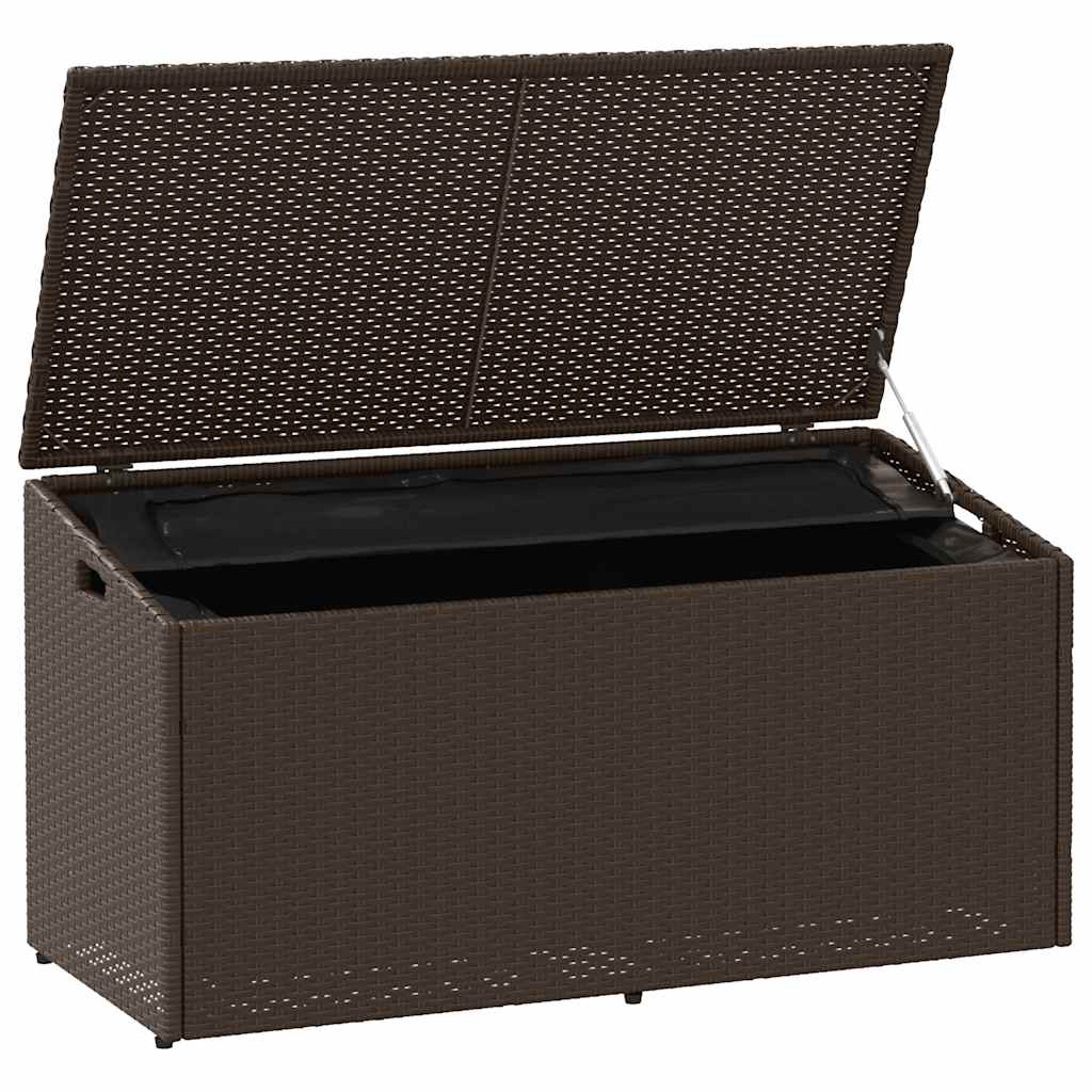 Caixa de arrumação para jardim 110x50x58 cm vime PE castanho