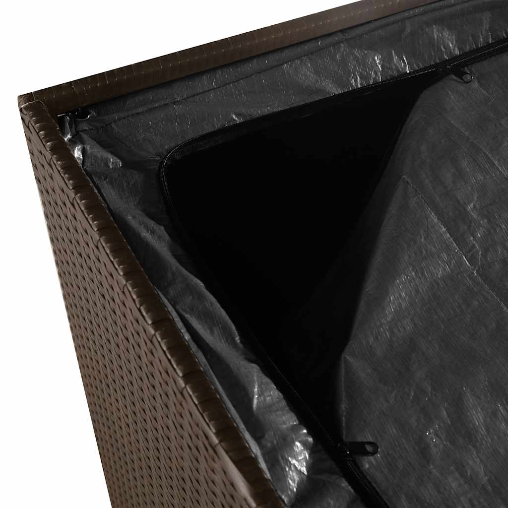Caixa de arrumação para jardim 110x50x58 cm vime PE castanho