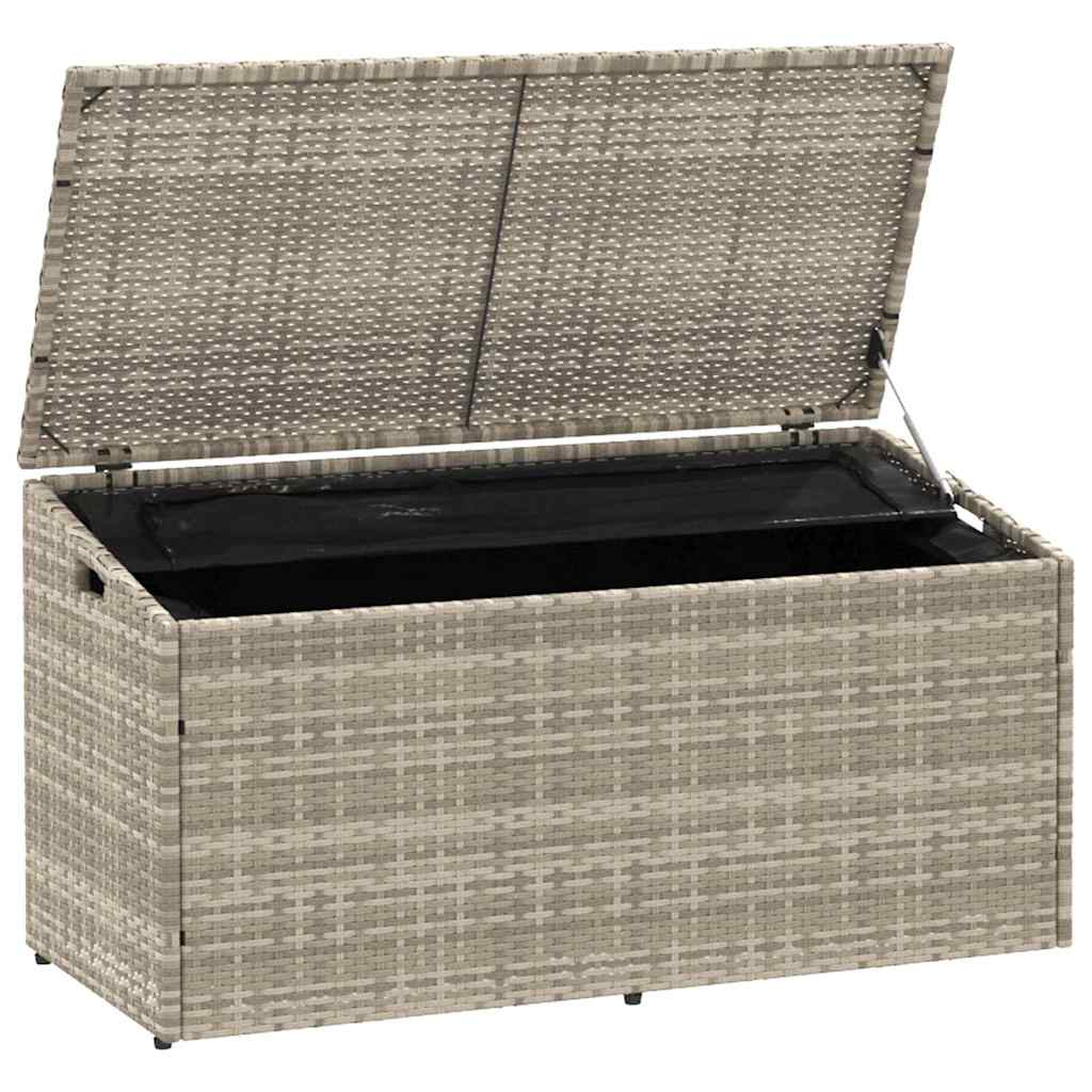 Caixa de arrumação p/ jardim 110x50x58 cm vime PE cinza-claro