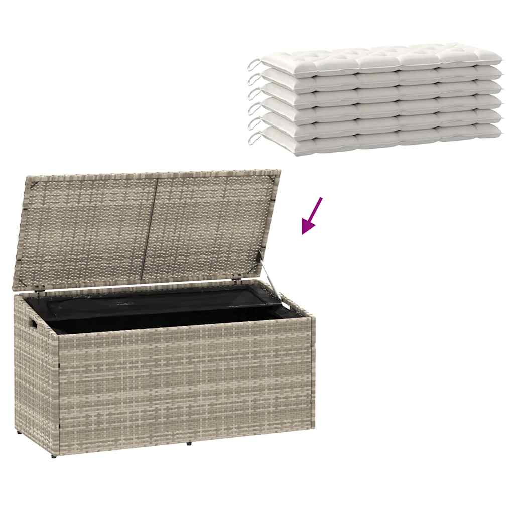Caixa de arrumação p/ jardim 110x50x58 cm vime PE cinza-claro