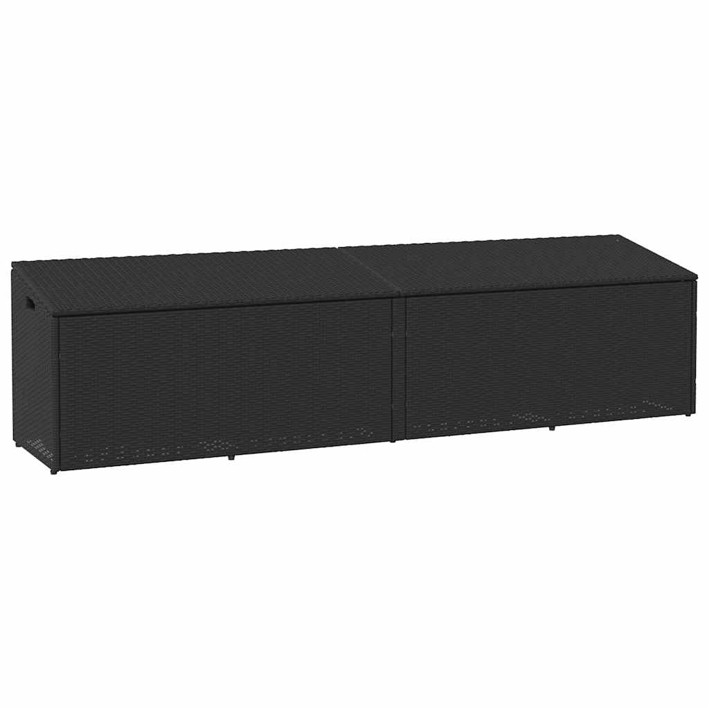 Caixa de arrumação para jardim 220x50x58 cm vime PE preto