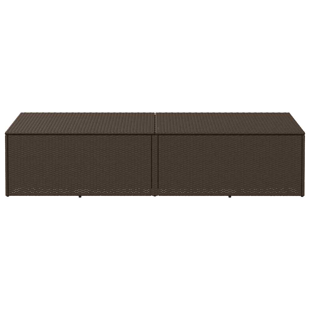 Caixa de arrumação para jardim 220x50x58 cm vime PE castanho