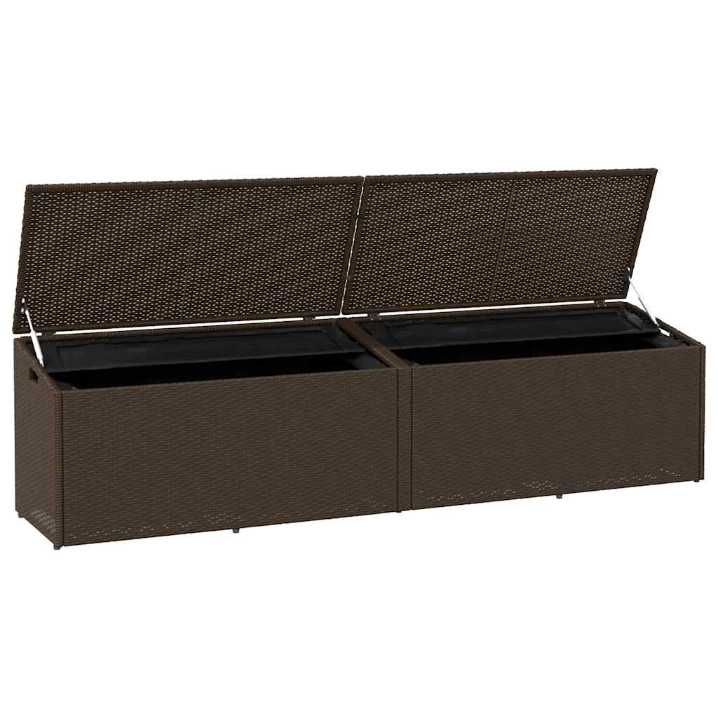 Caixa de arrumação para jardim 220x50x58 cm vime PE castanho