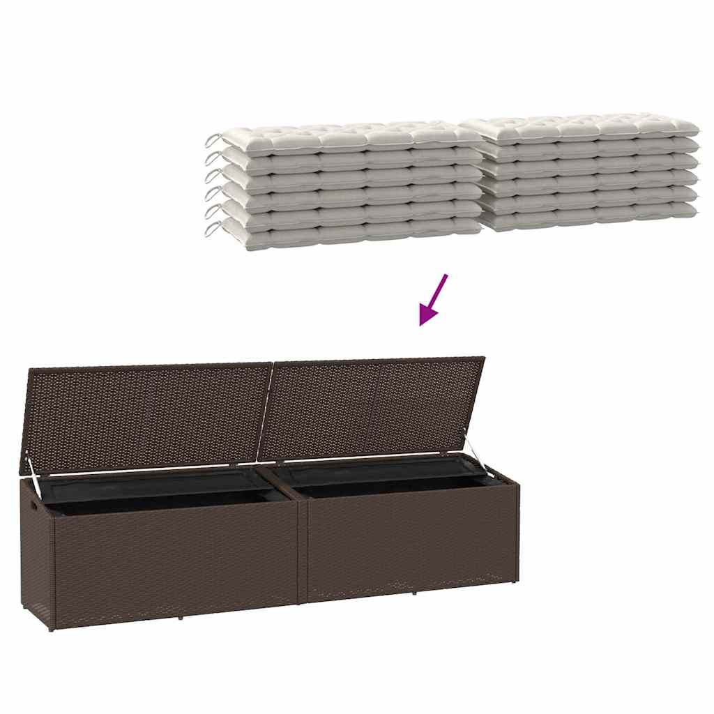 Caixa de arrumação para jardim 220x50x58 cm vime PE castanho