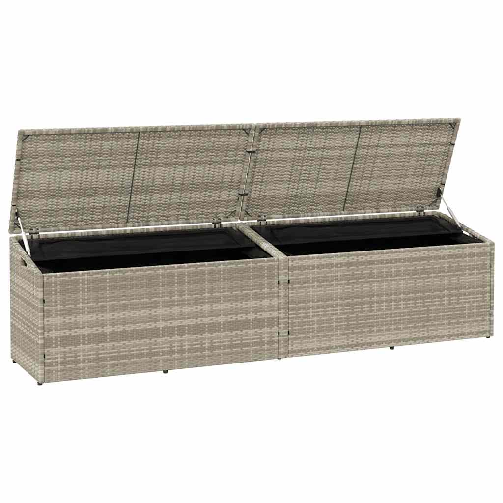Caixa de arrumação p/ jardim 220x50x58 cm vime PE cinza-claro