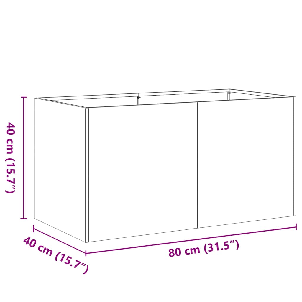 Vaso floreira 80x40x40 cm aço laminado a frio antracite