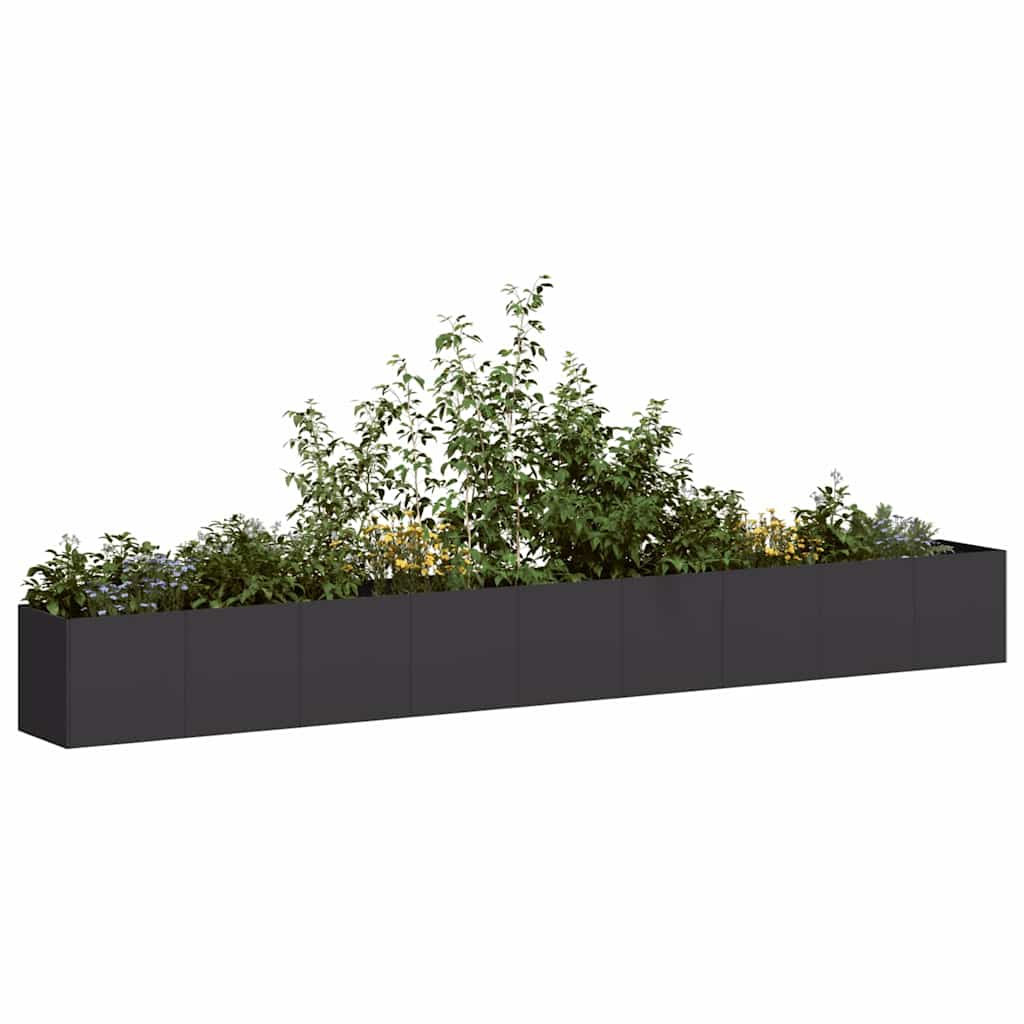 Vaso floreira 360x40x40 cm aço laminado a frio preto