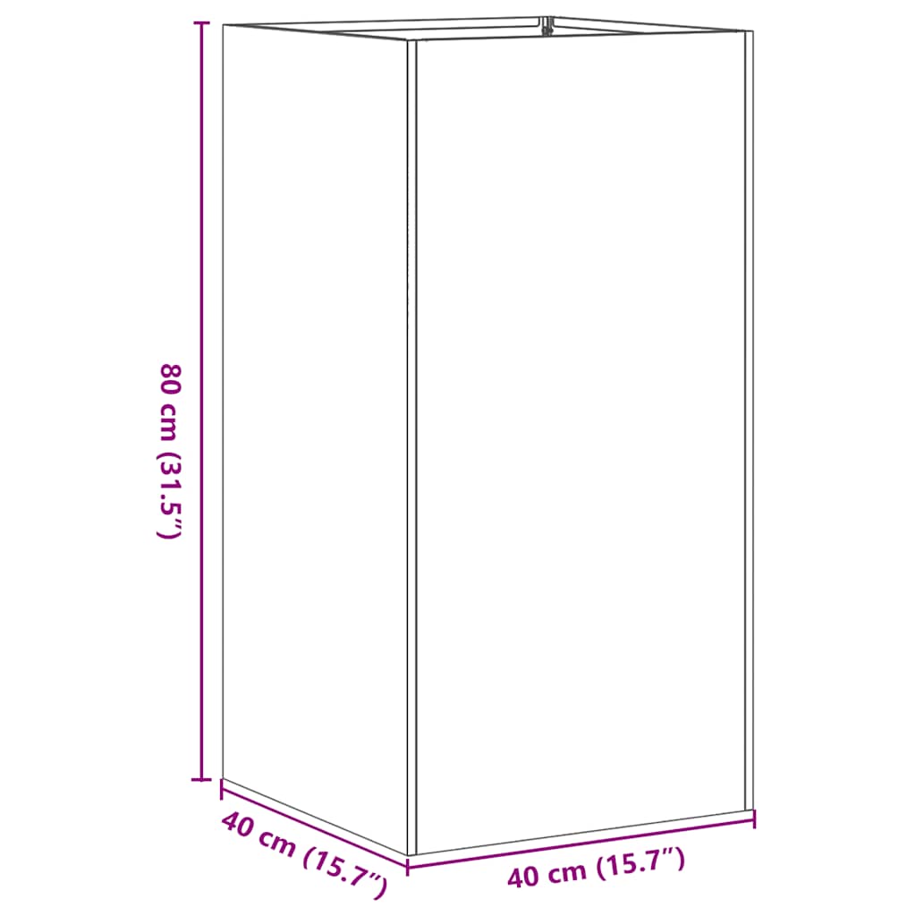 Vaso/floreira 40x40x80 cm aço laminado a frio antracite