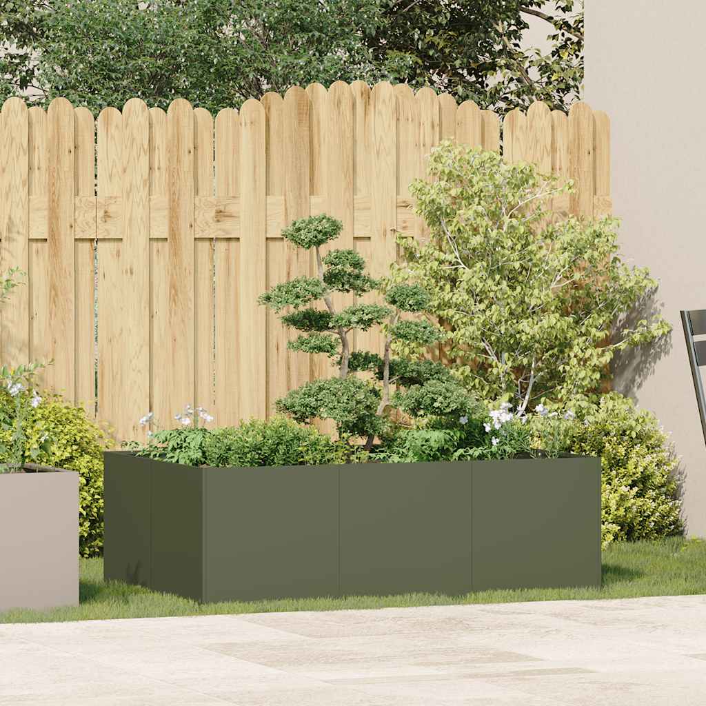 Vaso/floreira 120x80x40 cm aço verde azeitona