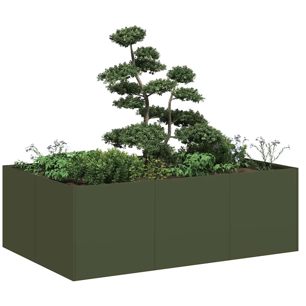 Vaso/floreira 120x80x40 cm aço verde azeitona