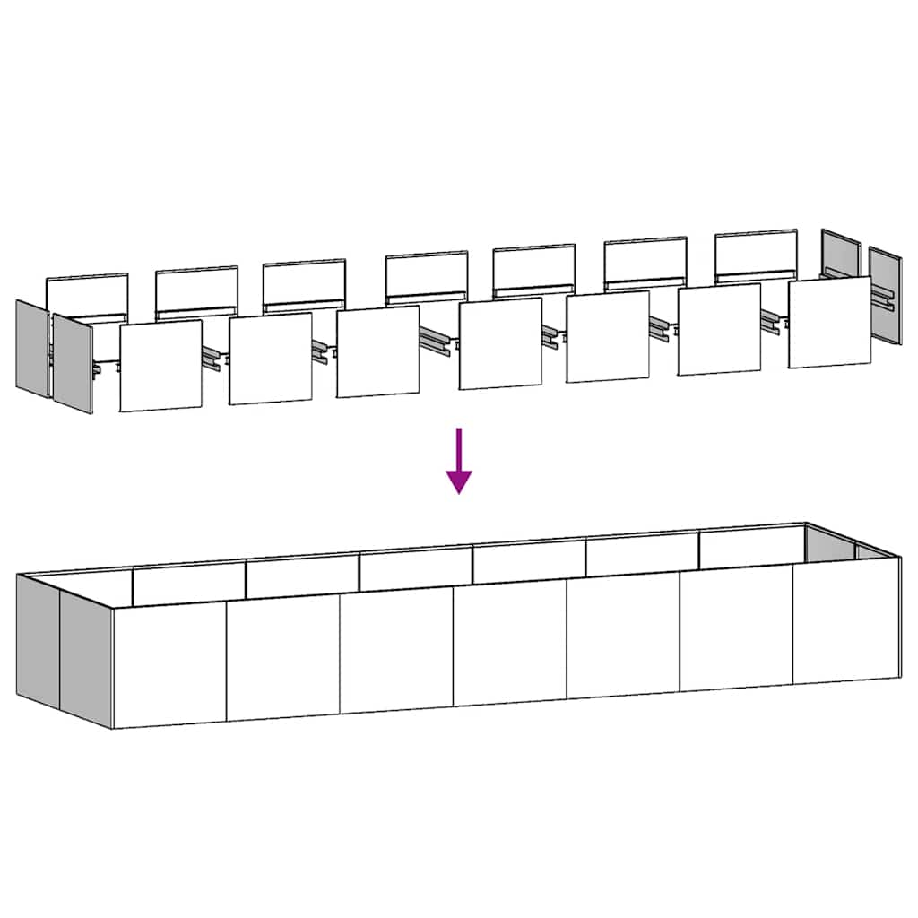 Vaso/floreira 280x80x40 cm aço galvanizado