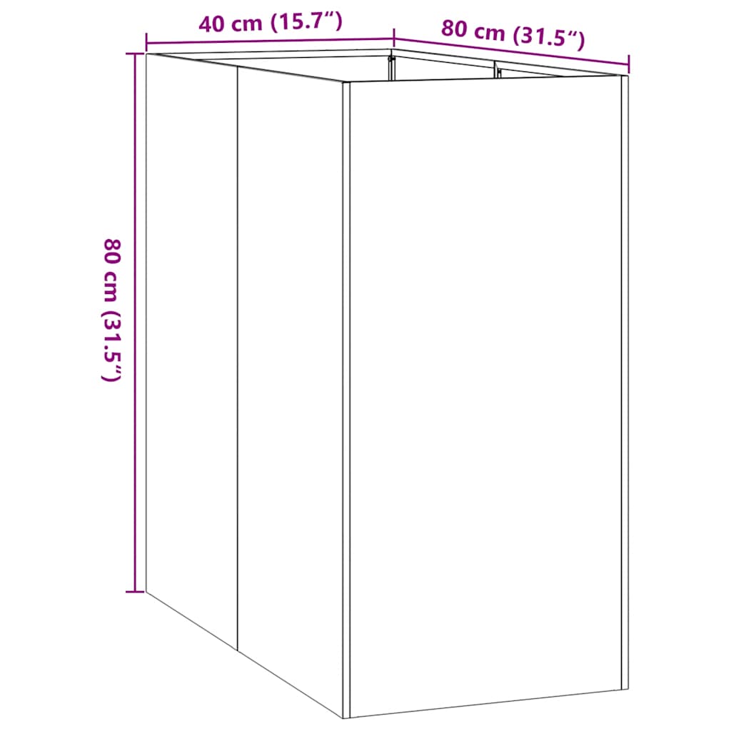 Vaso floreira 40x80x80 cm aço antracite