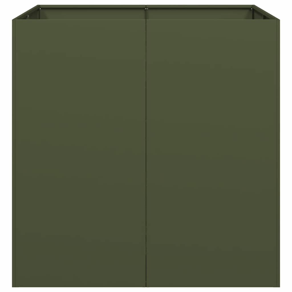 Vaso floreira 80x80x80 cm aço verde azeitona