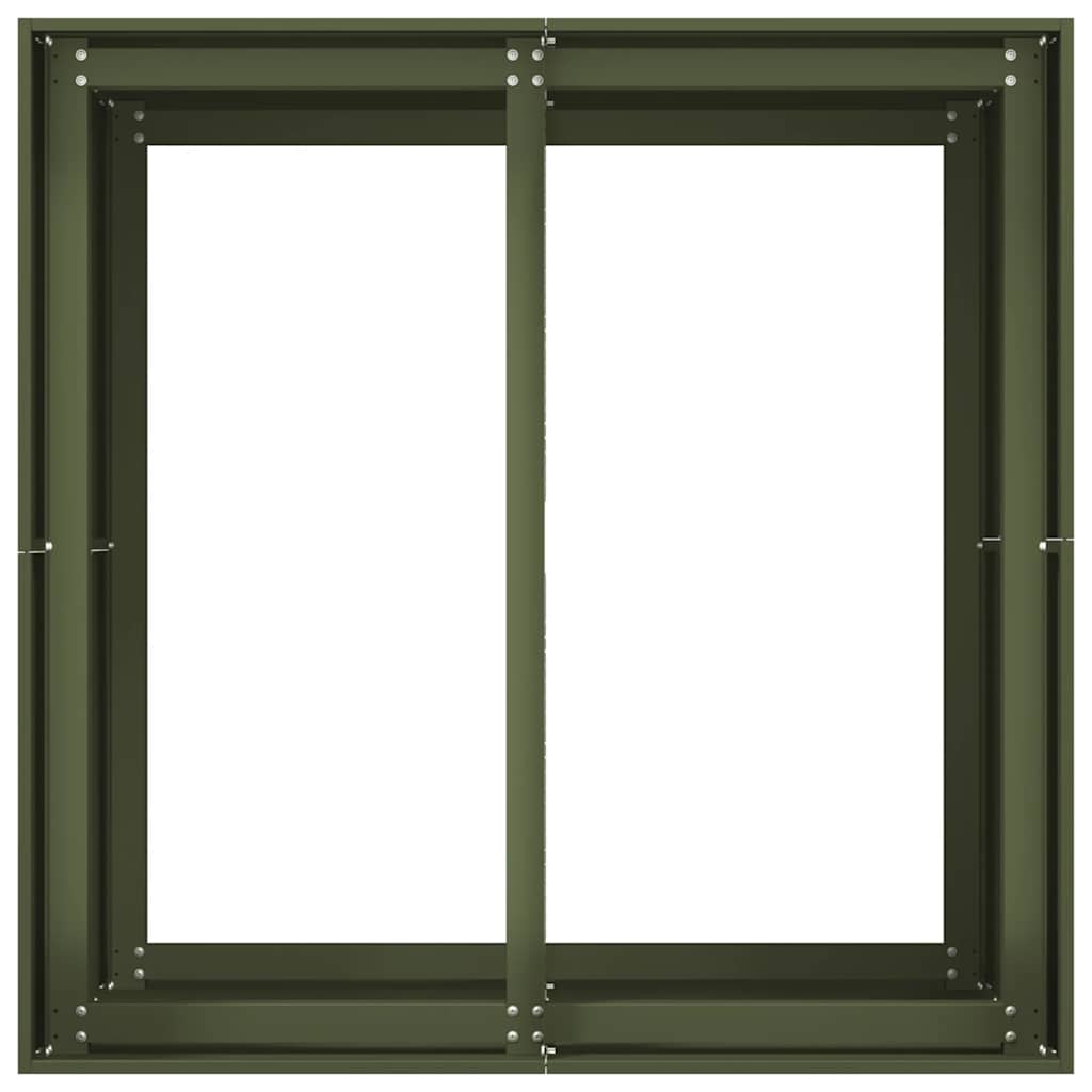 Vaso floreira 80x80x80 cm aço verde azeitona