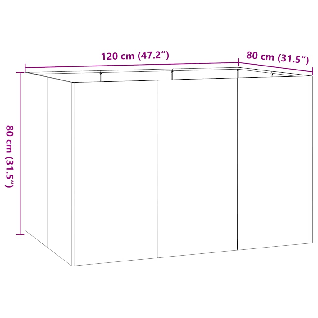 Vaso floreira 120x80x80 cm aço branco