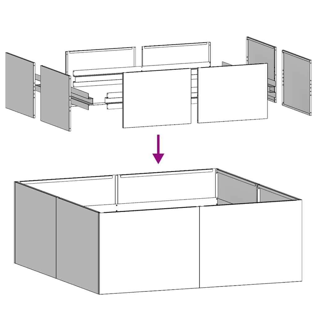 Vaso/floreira 100x100x30 cm aço antracite