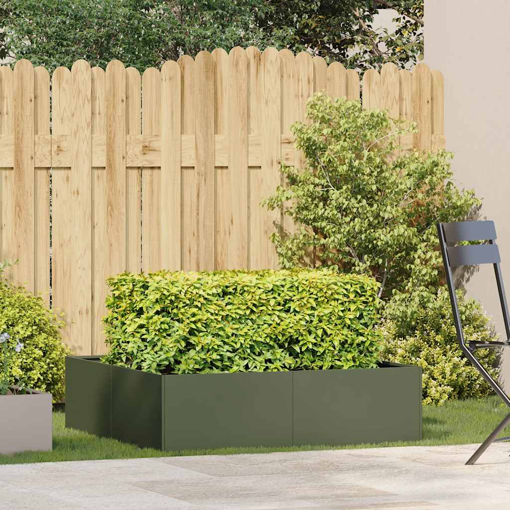 Vaso/floreira 100x100x30 cm aço verde azeitona