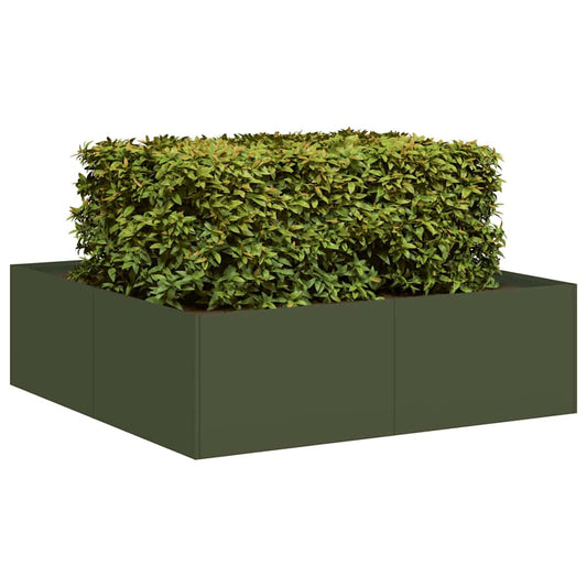 Vaso/floreira 100x100x30 cm aço verde azeitona