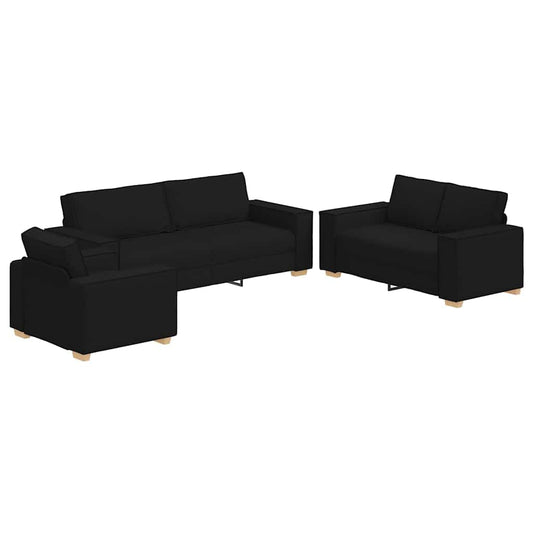 Conjunto de Sofás 3 pcs Preto 220 x 78 x 84 cm tecido