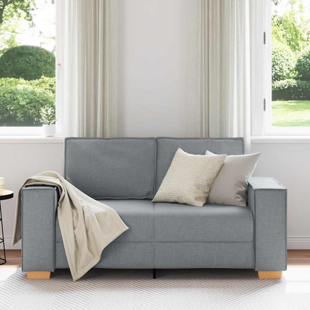 Sofá de 2 lugares cinza claro 120 cm tecido