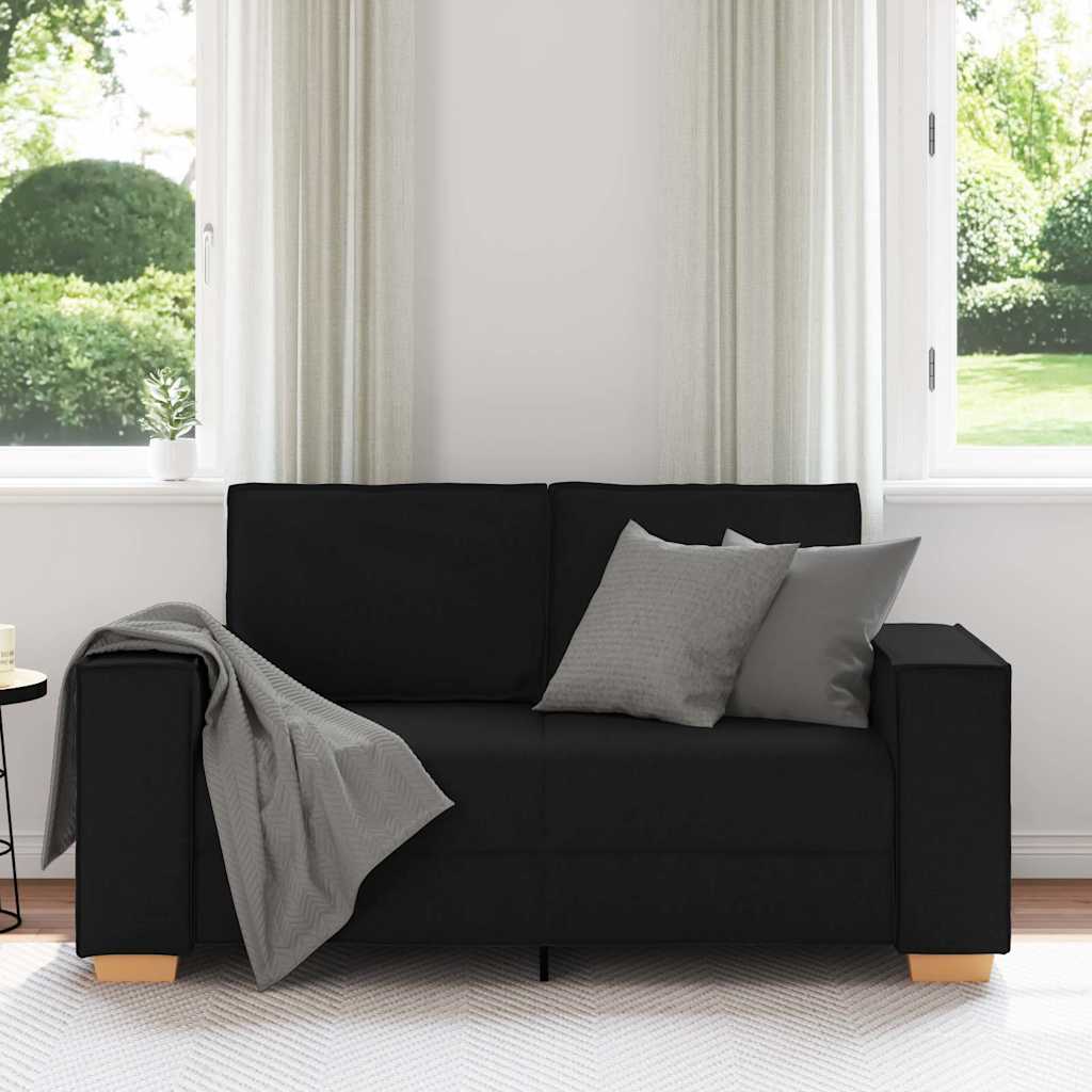 Sofá de 2 lugares preto 120 cm tecido