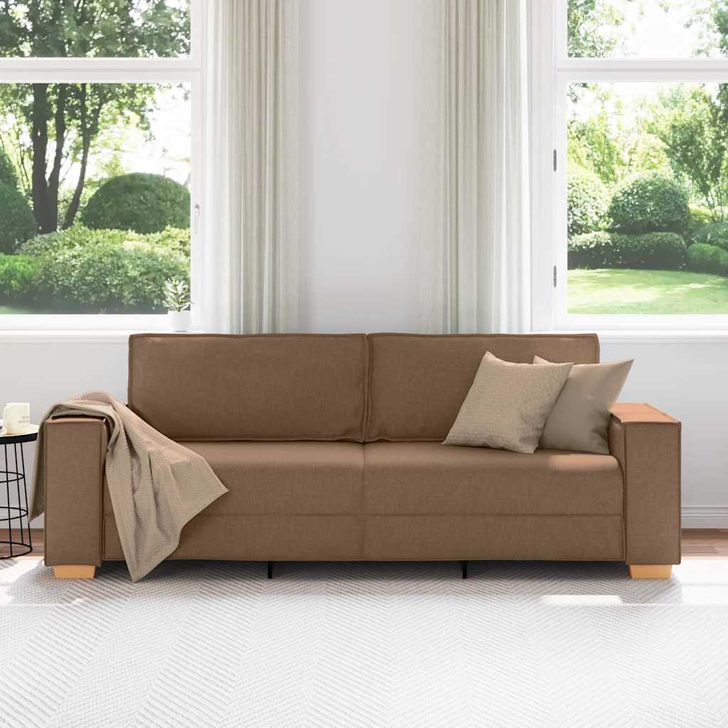Sofá de 3 lugares marrom 180 cm tecido