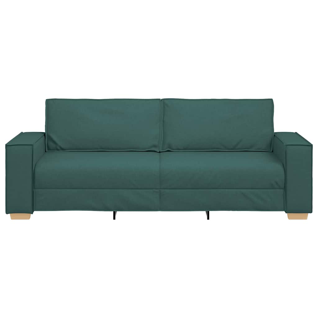 Sofá de 3 Lugares com almofada Verde-escuro tecido