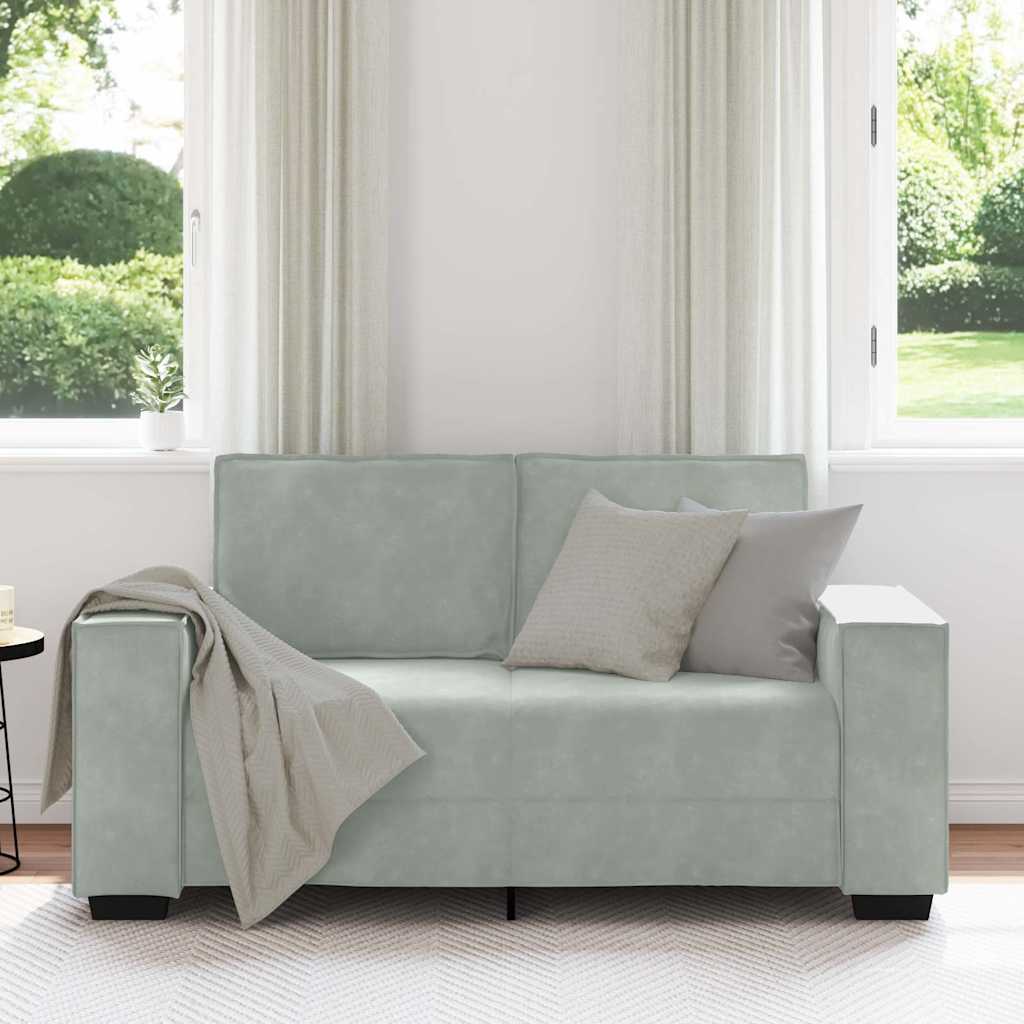 Sofá de 2 lugares 120 cm veludo cinzento-claro
