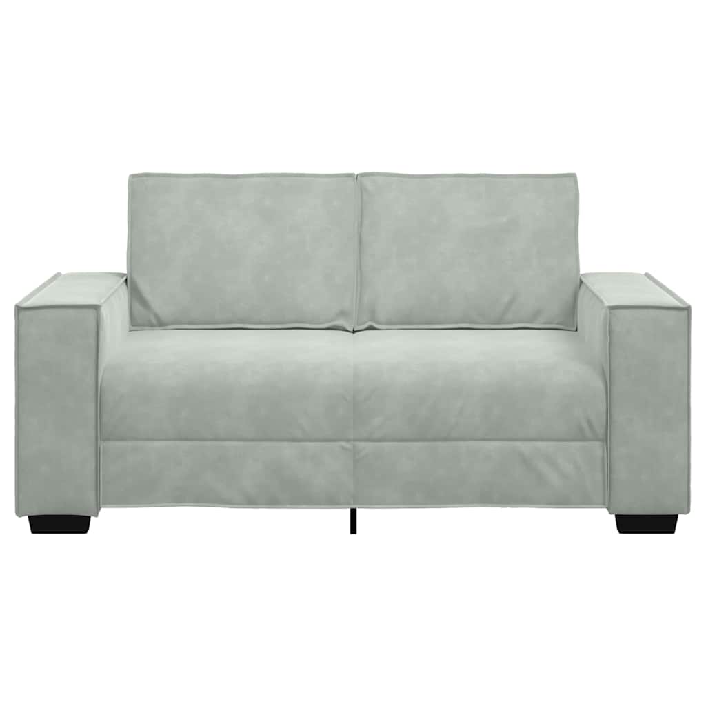 Sofá de 2 lugares 120 cm veludo cinzento-claro