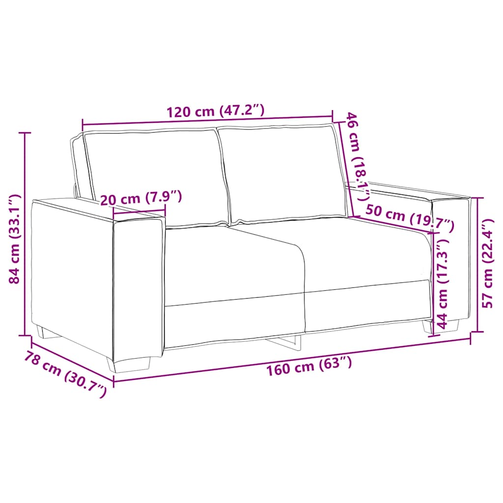 Sofá de 2 lugares 120 cm veludo verde-escuro
