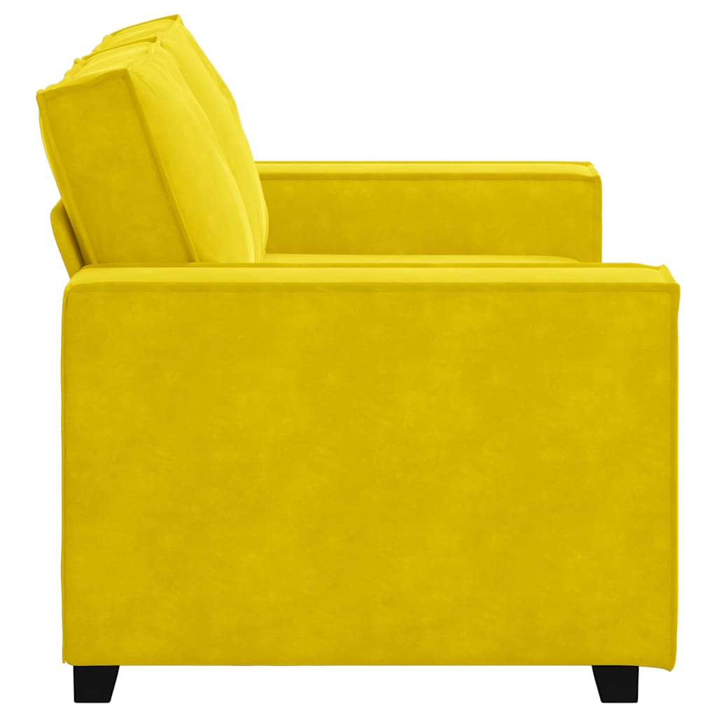 Sofá de 2 lugares veludo 120 cm amarelo