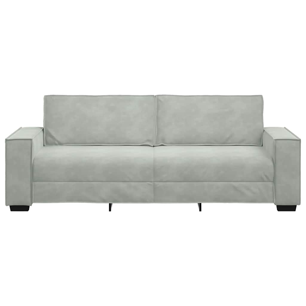Sofá de 3 lugares 180 cm veludo cinzento-claro