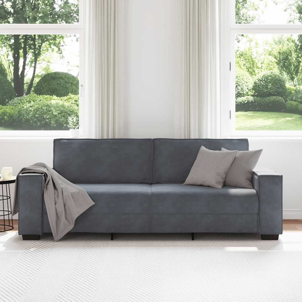 Sofá de 3 lugares 180 cm veludo cinza-escuro