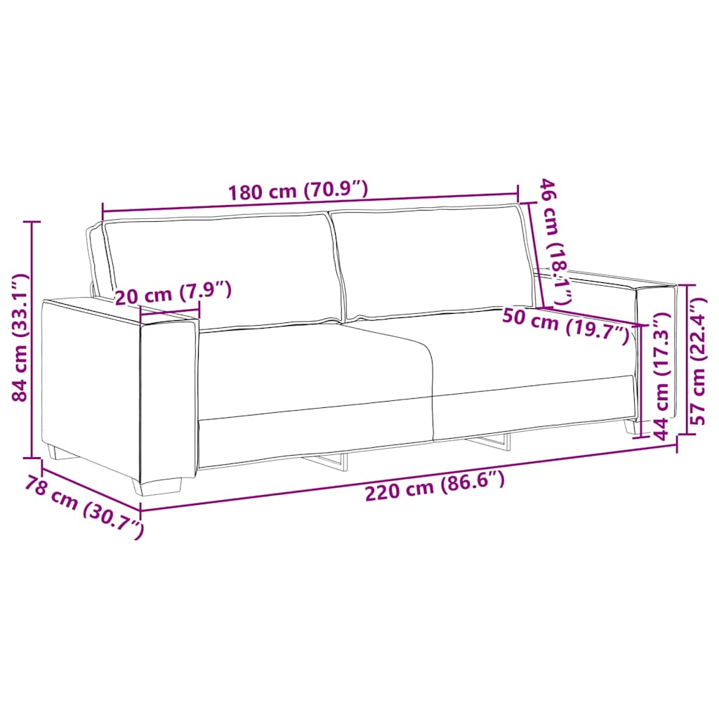 Sofá de 3 lugares 180 cm veludo cinza-escuro