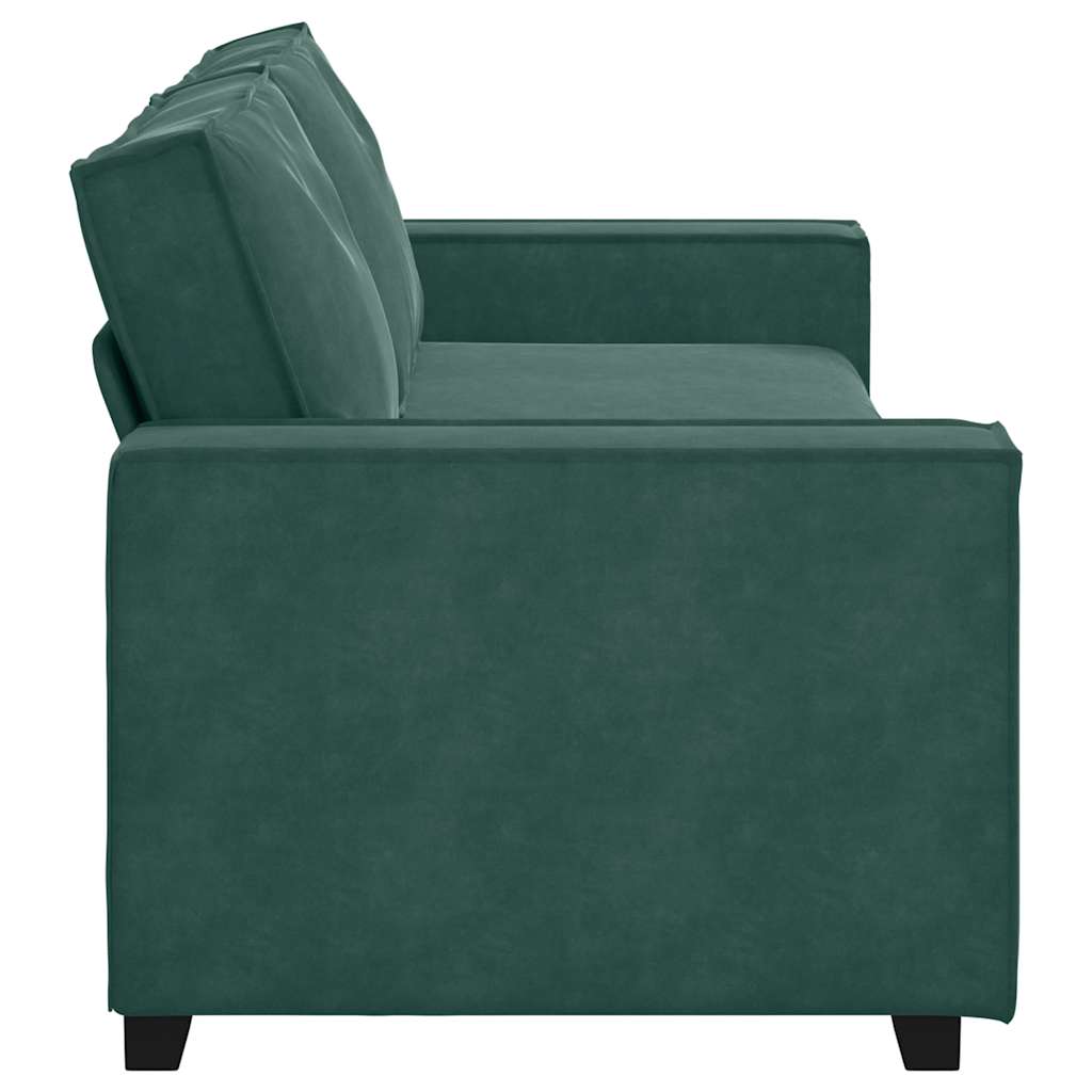 Sofá de 3 lugares 180 cm veludo verde-escuro