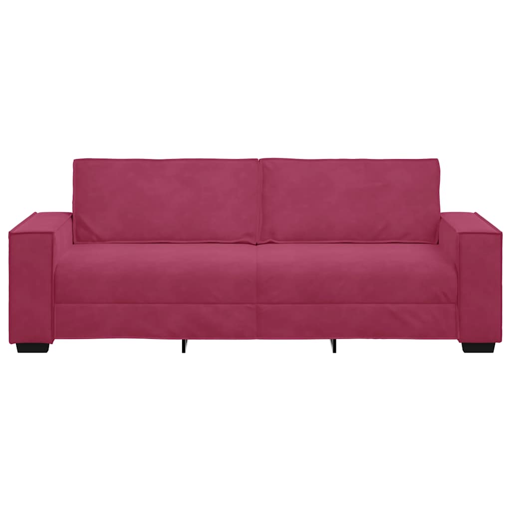 Sofá de 3 lugares veludo 180 cm vermelho tinto