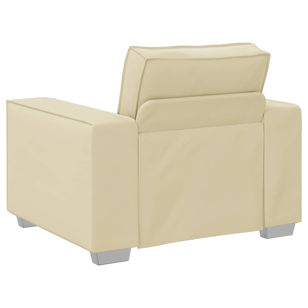 Sofá Cadeira 59 cm com almofada Creme Couro sintético