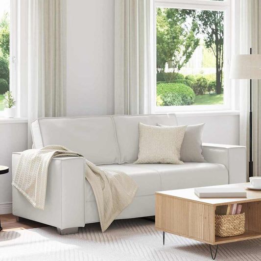 Sofá Loveseat 140 cm com almofada Branco Couro sintético