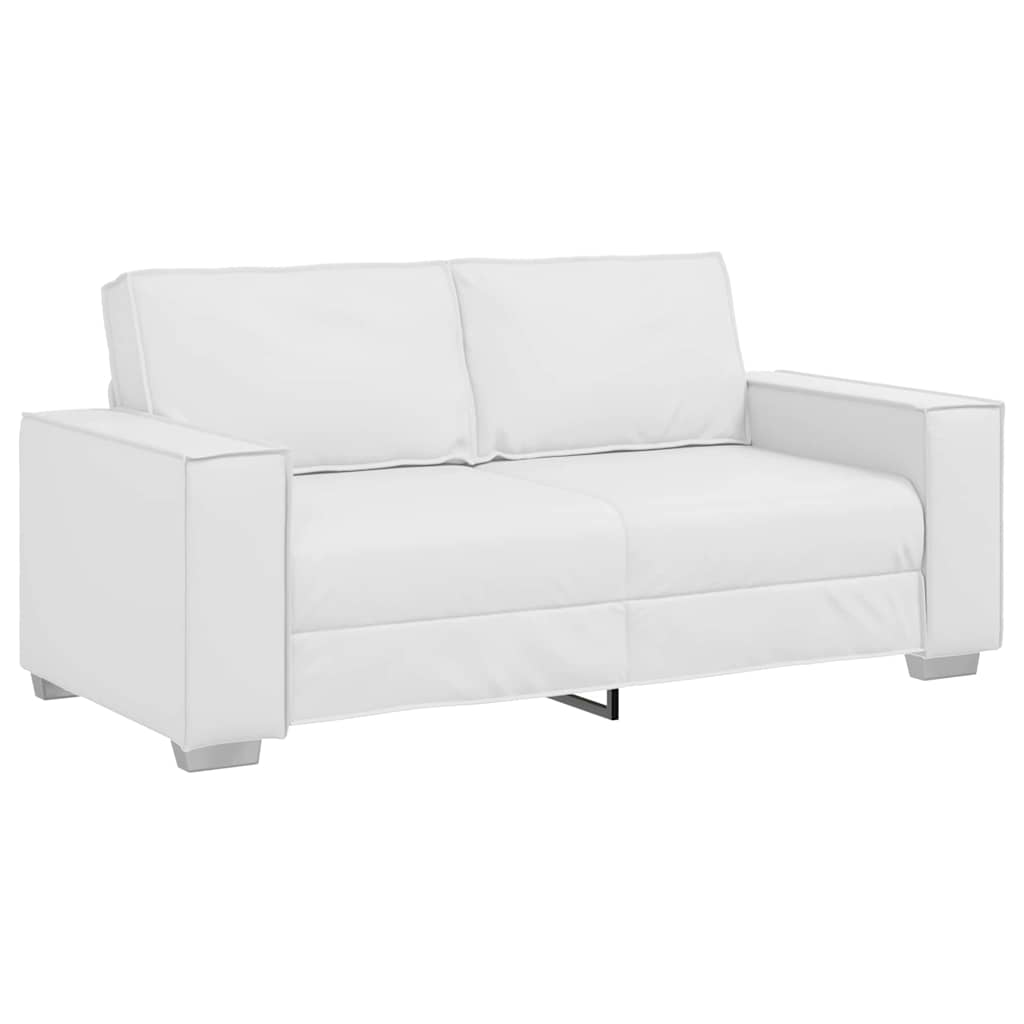 Sofá Loveseat 140 cm com almofada Branco Couro sintético