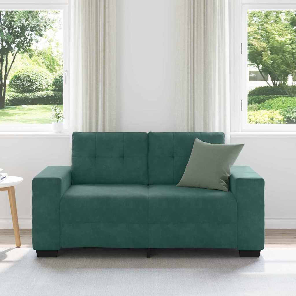 Sofá de dois lugares com almofada Verde-escuro Veludo