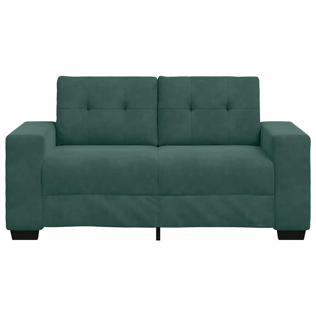 Sofá de dois lugares com almofada Verde-escuro Veludo