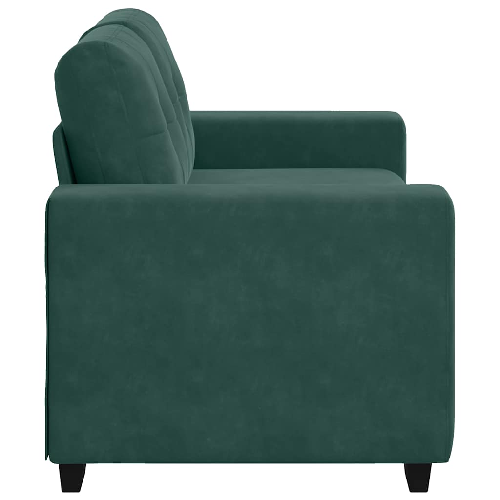 Sofá de dois lugares com almofada Verde-escuro Veludo