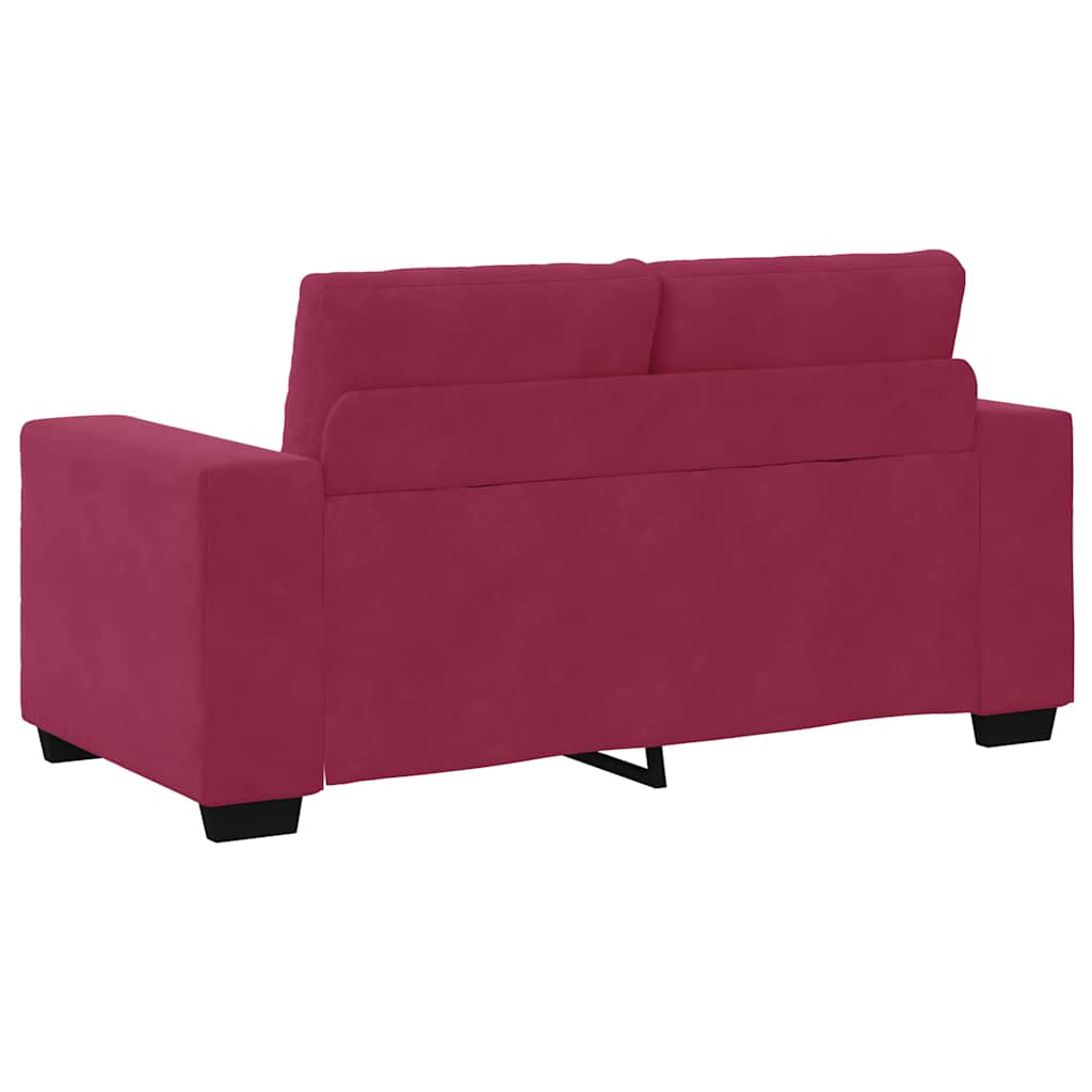 Sofá de dois lugares com almofada vermelho tinto Veludo