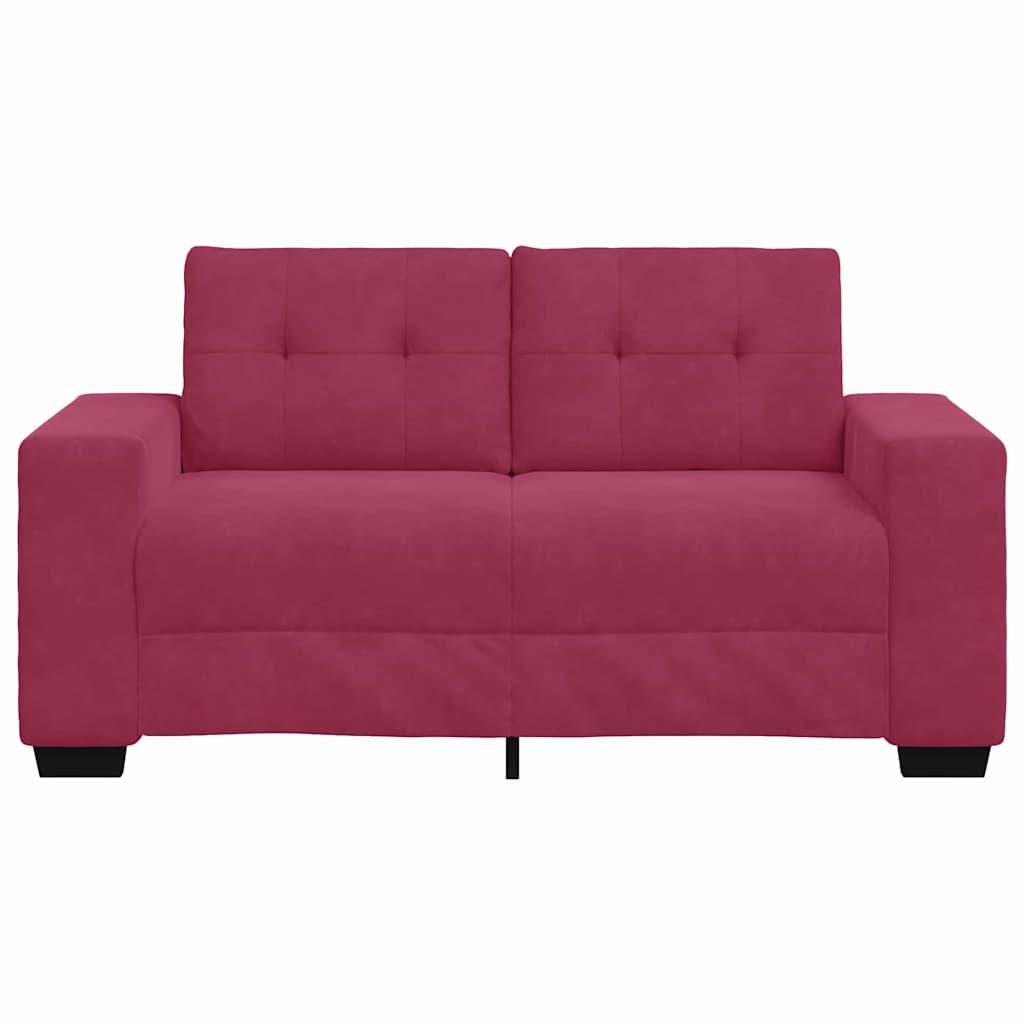 Sofá de dois lugares com almofada vermelho tinto Veludo