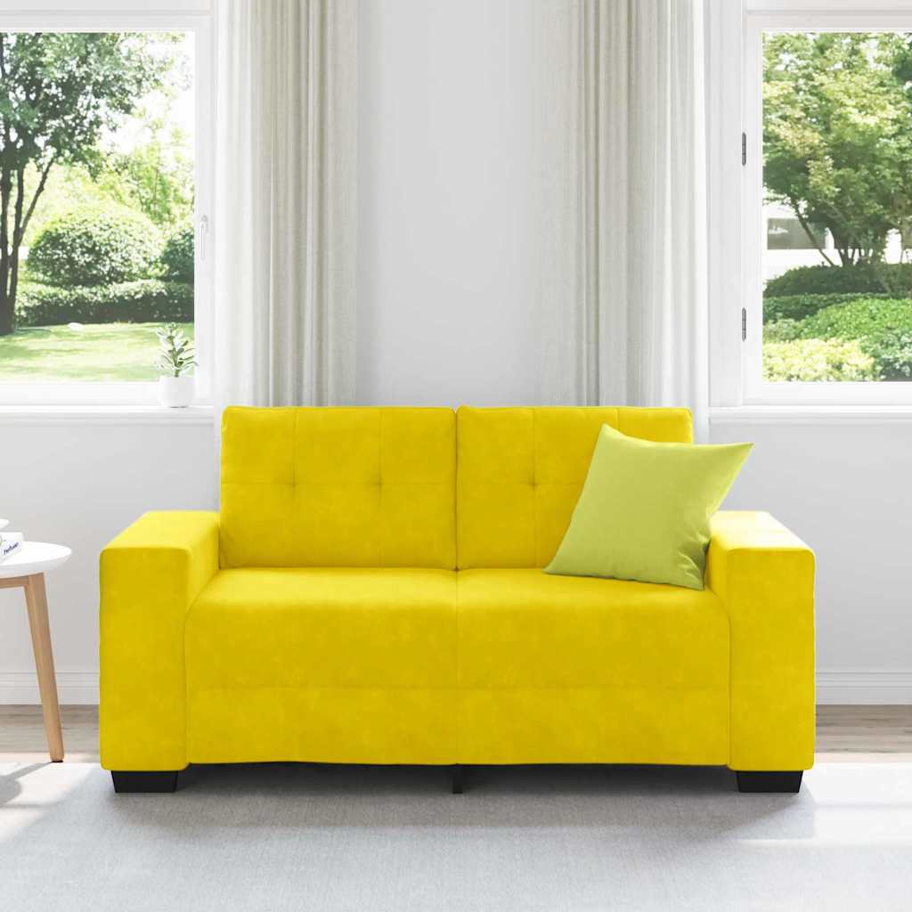 Sofá de dois lugares com almofada Amarelo Veludo