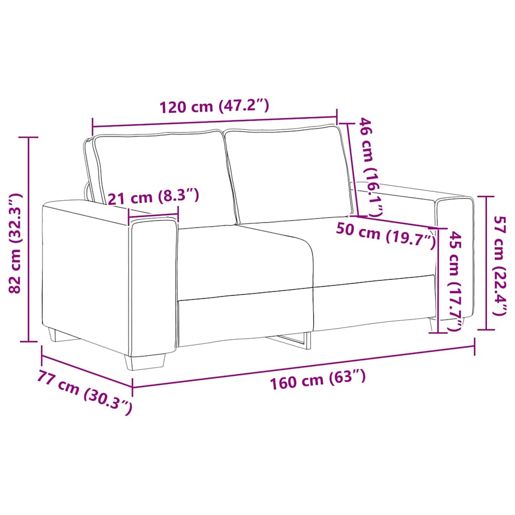 Sofá de 2 lugares 120 cm tecido verde-escuro