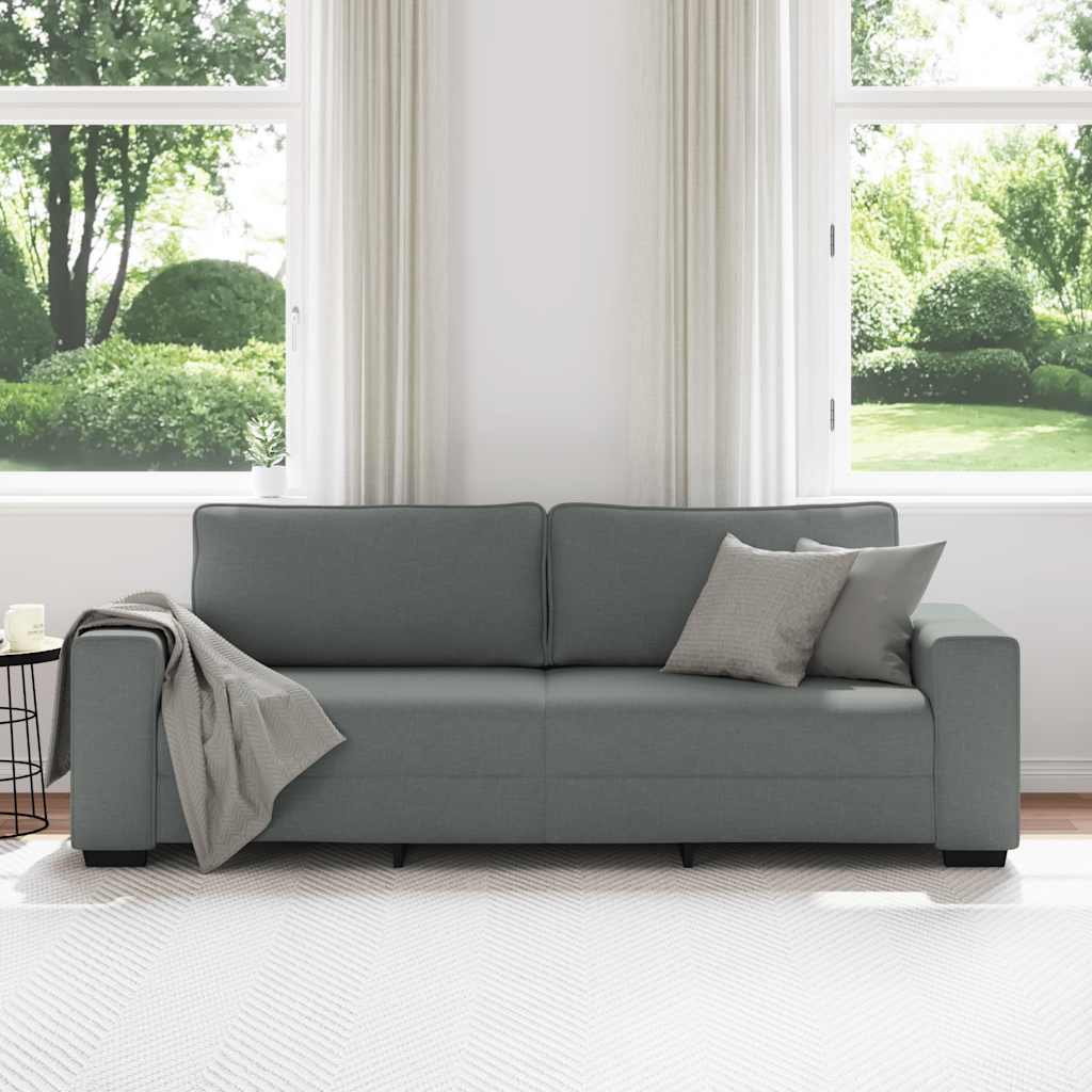 Sofá de 3 lugares 180 cm tecido cinza-escuro