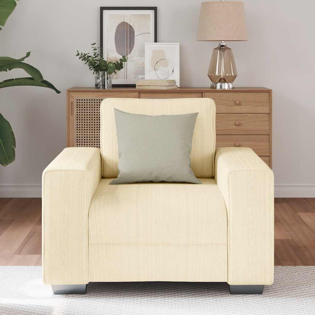 Poltrona tecido corduroy creme